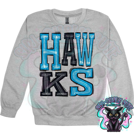 Sporty Hawks - Bright Blue Black Mascot