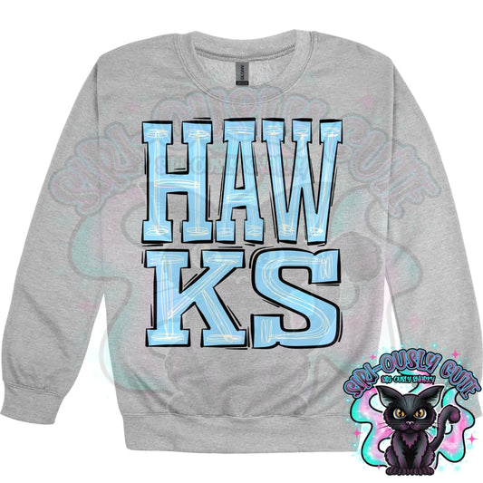 Sporty Hawks - Columbia Blue Blue Mascot
