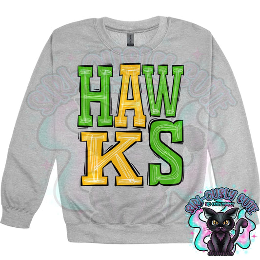 Sporty Hawks - Green Athletic Gold Mascot