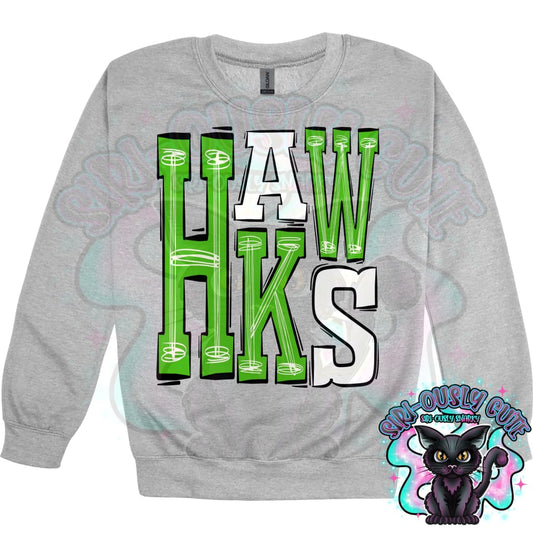 Sporty Hawks - Green White Mascot