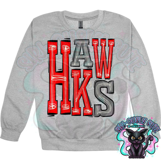 Sporty Hawks - Red Gray Mascot