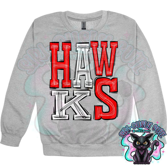 Sporty Hawks - Red White Mascot