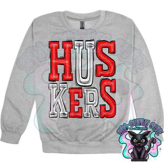 Sporty Huskers - Red White Mascot