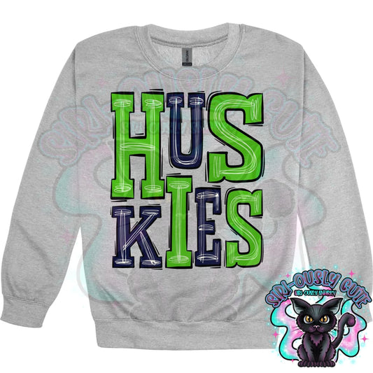 Sporty Huskies - Green Navy Mascot