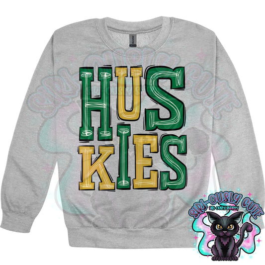 Sporty Huskies - Kelly Green Vegas Gold Mascot