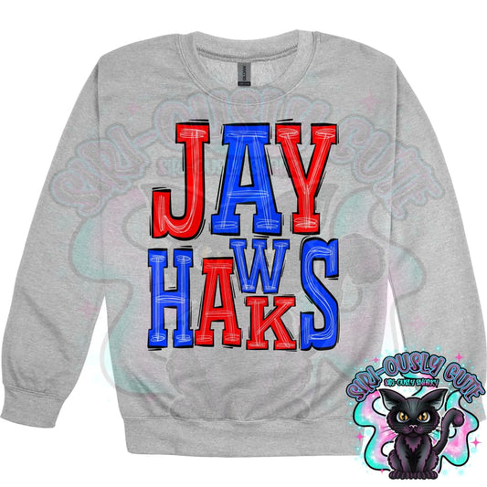 Sporty Jayhawks - Red Royal Blue Mascot