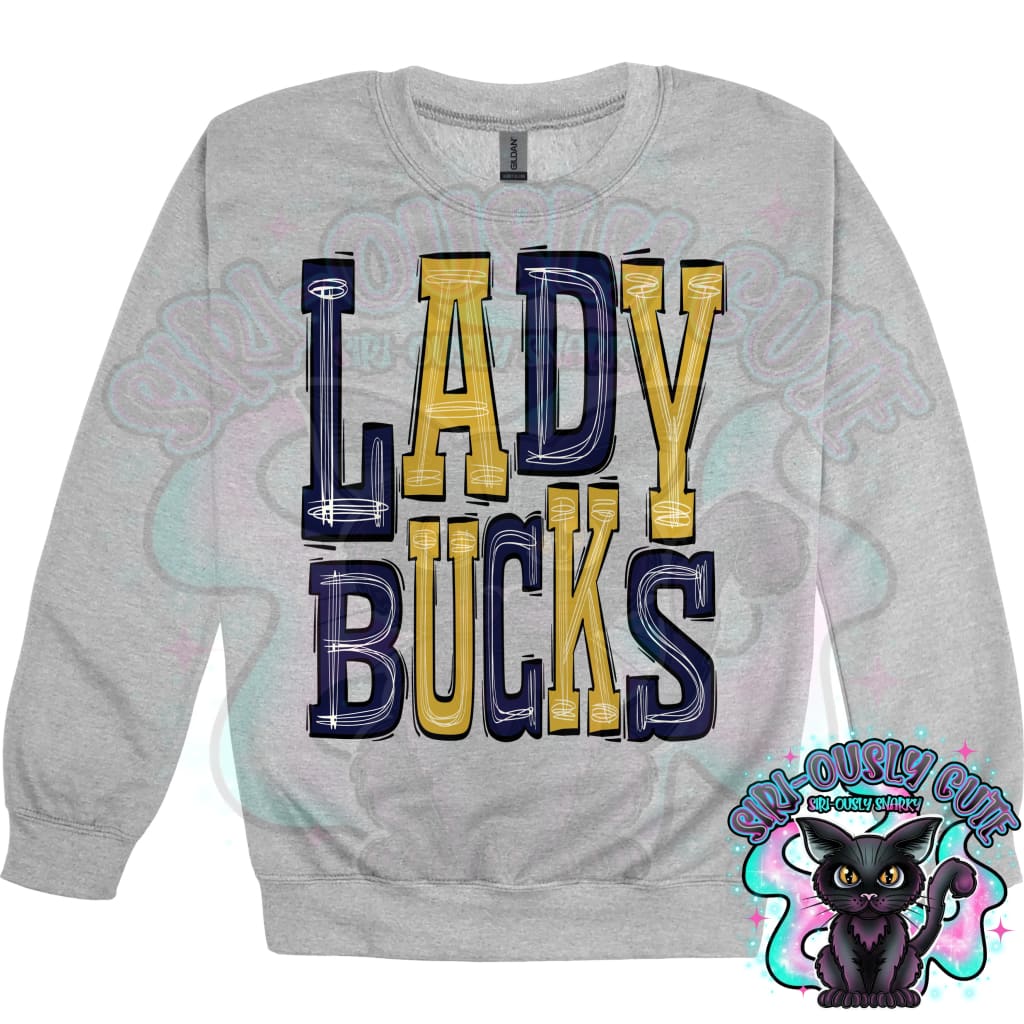 Sporty Lady Bucks - Navy Blue Gold Mascot