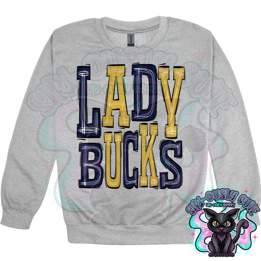 Sporty Lady Bucks - Navy Blue Gold Mascot
