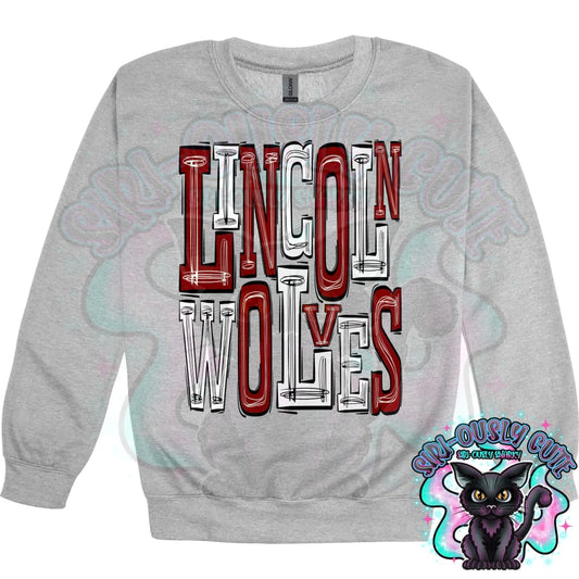 Sporty Lincoln Wolves - Maroon White Mascot