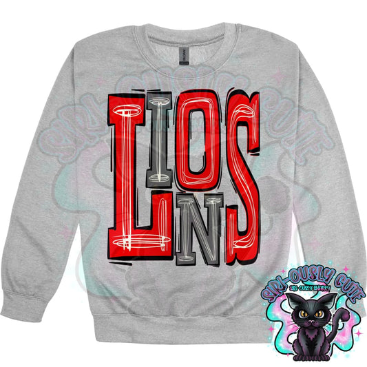 Sporty Lions - Red Gray Mascot