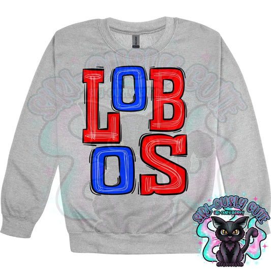 Sporty Lobos - Red Royal Blue Mascot