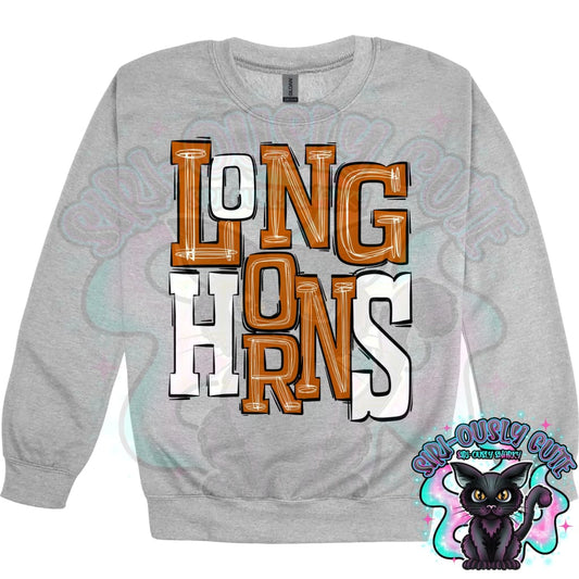 Sporty Longhorns - Burnt Orange White Mascot