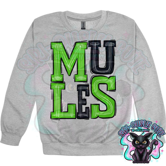Sporty Mules - Green Black Mascot