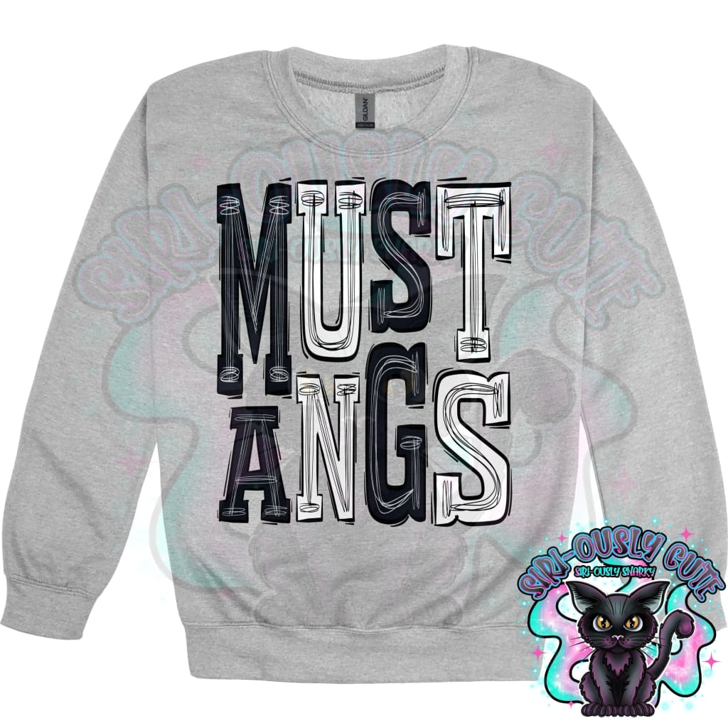 Sporty Mustangs - Black White Mascot