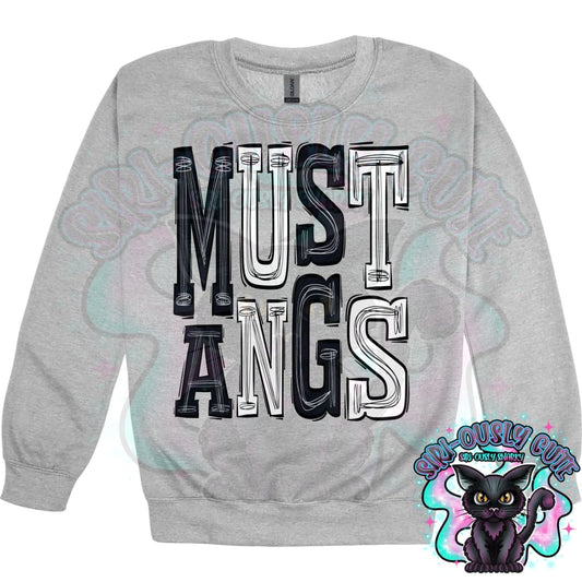 Sporty Mustangs - Black White Mascot