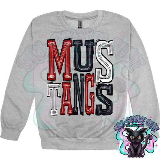 Sporty Mustangs - Crimson Black White Mascot