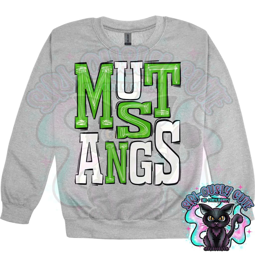 Sporty Mustangs - Green White Mascot