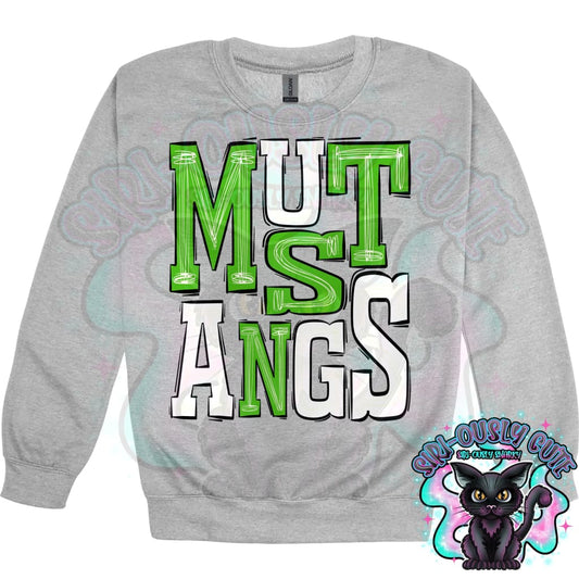 Sporty Mustangs - Green White Mascot