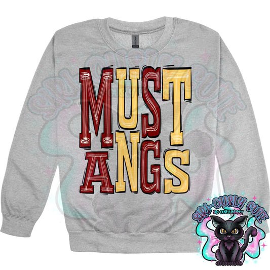 Sporty Mustangs - Maroon Yellow Mascot