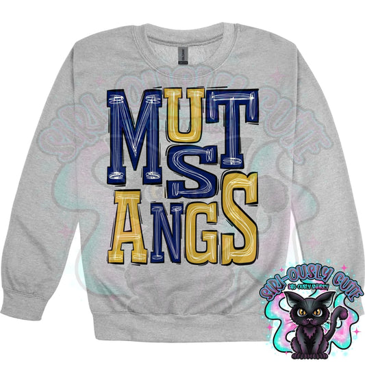 Sporty Mustangs - Navy Gold Mascot