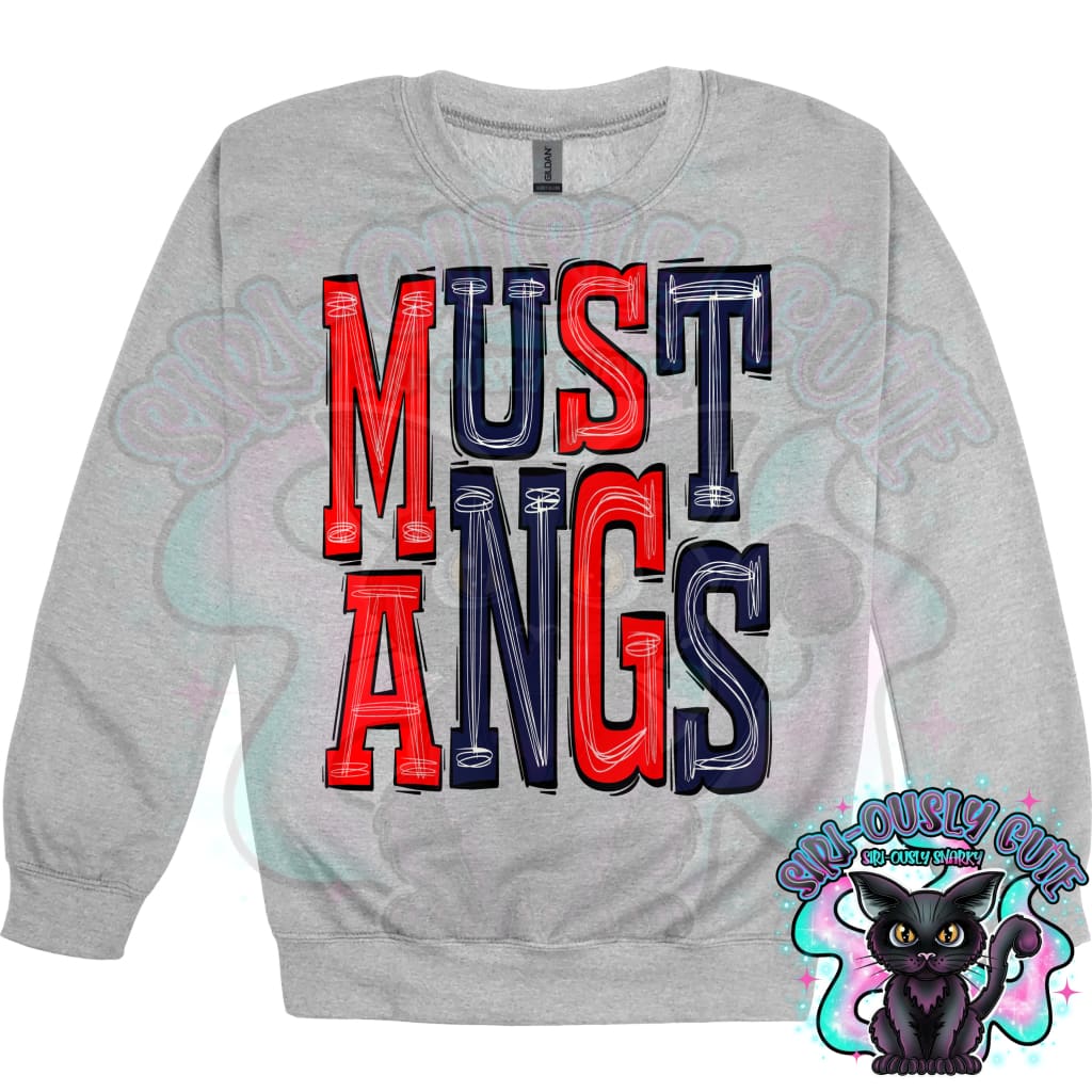 Sporty Mustangs - Red Navy Mascot