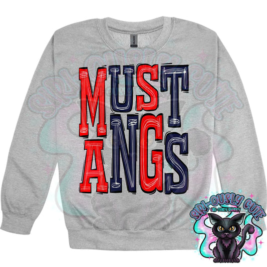Sporty Mustangs - Red Navy Mascot