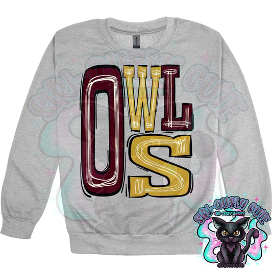 Sporty Owls - Gold Maroon Mascot
