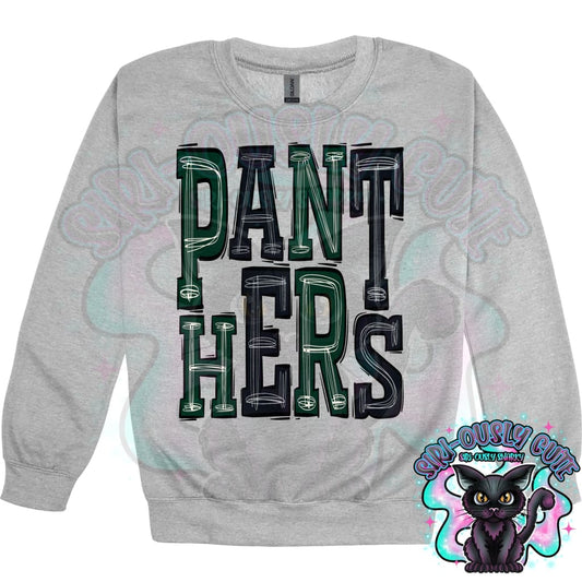 Sporty Panthers - Hunter Green Silver Black Mascot