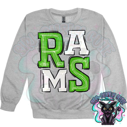 Sporty Rams - Kelly Green White Mascot