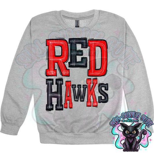 Sporty Red Hawks - Red Black Mascot