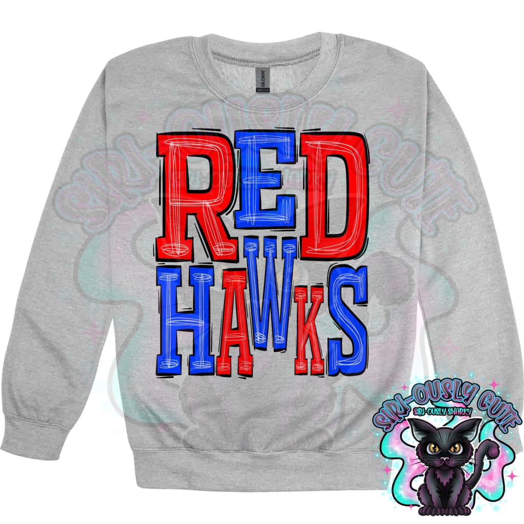 Sporty Red Hawks - Red Blue Mascot