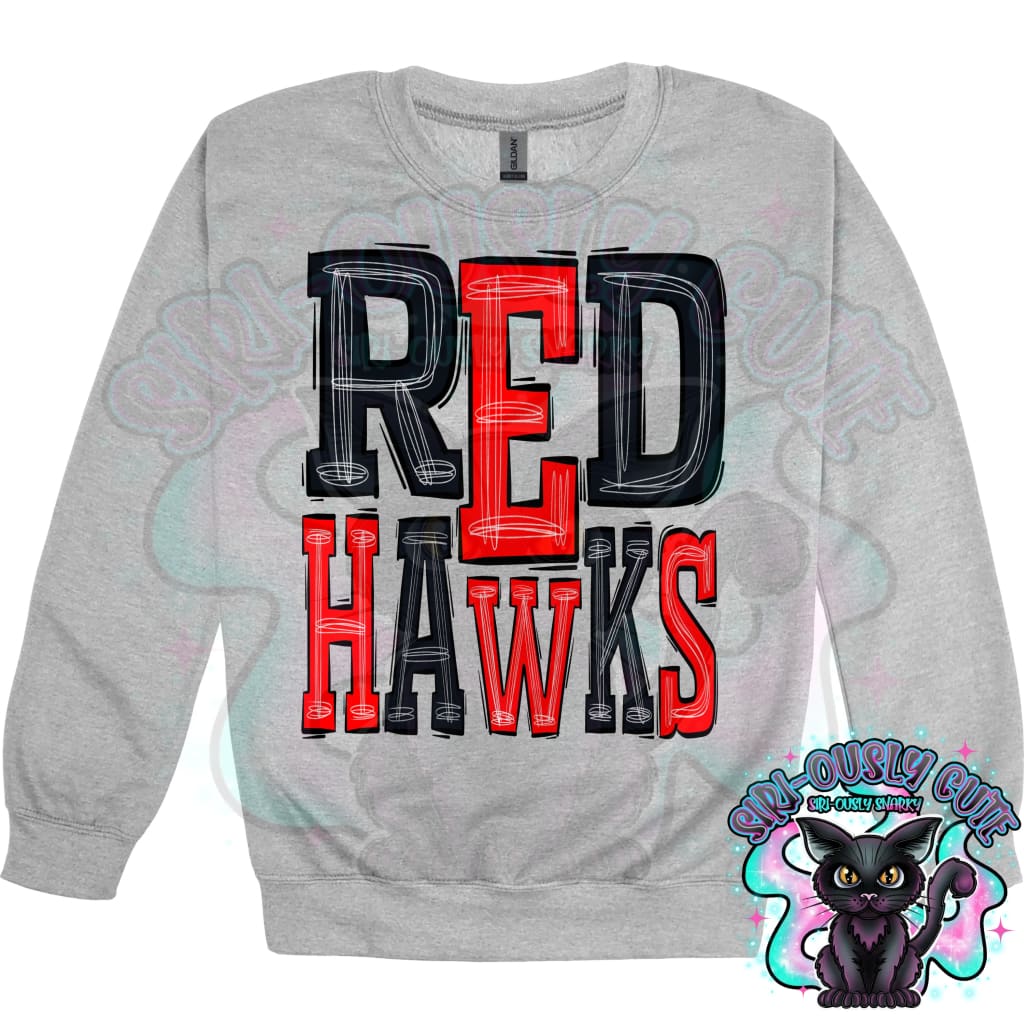 Sporty Redhawks - Black Red Mascot