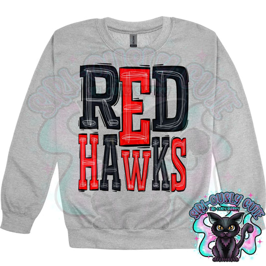 Sporty Redhawks - Black Red Mascot