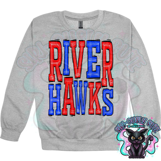 Sporty Riverhawks - Red Blue Mascot