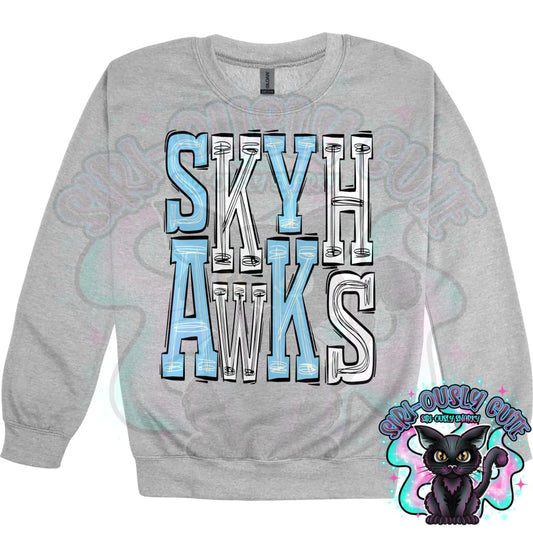 Sporty Skyhawks - Light Blue White Mascot