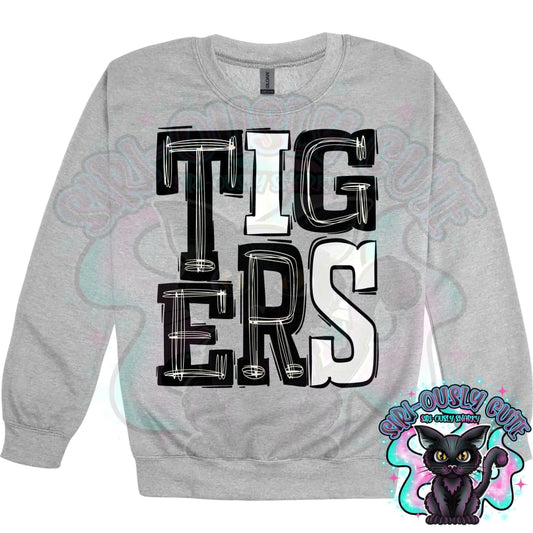 Sporty Tigers - Black White Mascot