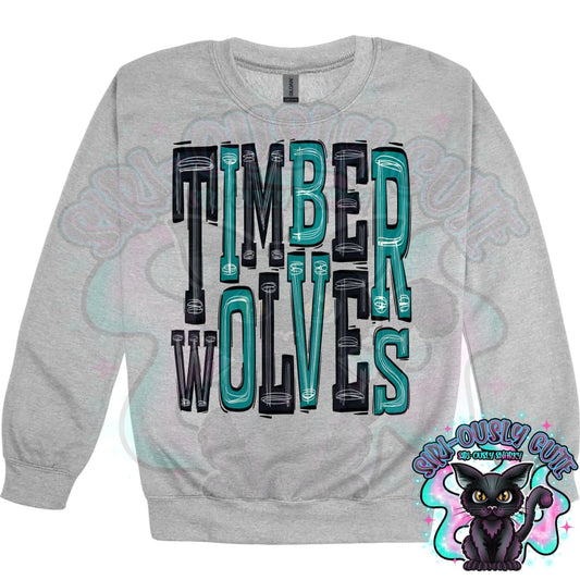 Sporty Timberwolves - Black Teal Mascot