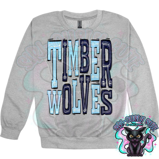 Sporty Timberwolves - Columbia Blue Navy Mascot