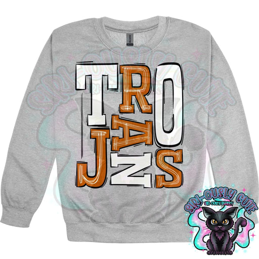 Sporty Trojans - Burnt Orange White Mascot