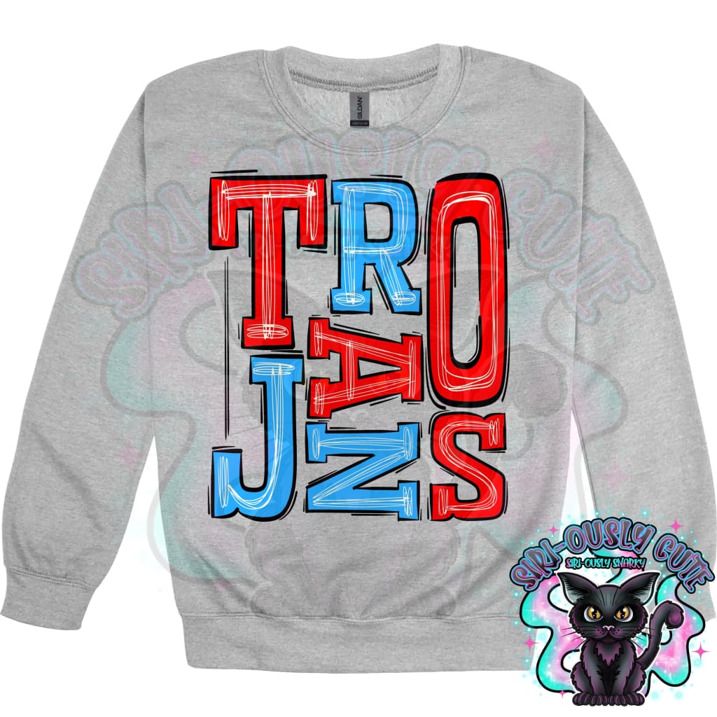 Sporty Trojans - Light Blue Red Mascot