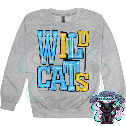 Sporty Wildcats - Baby Blue Yellow Mascot