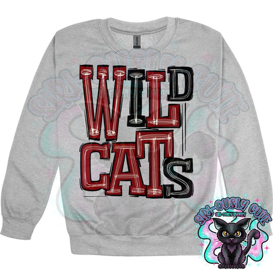 Sporty Wildcats - Black Cardinal Red Mascot