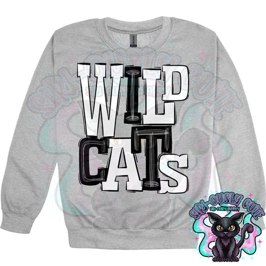 Sporty Wildcats - Black White Mascot