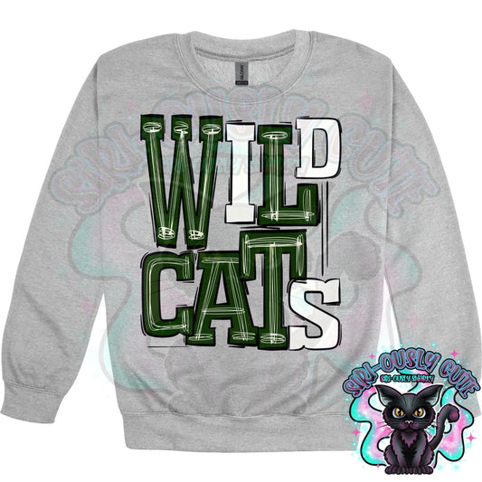 Sporty Wildcats - Green White Mascot
