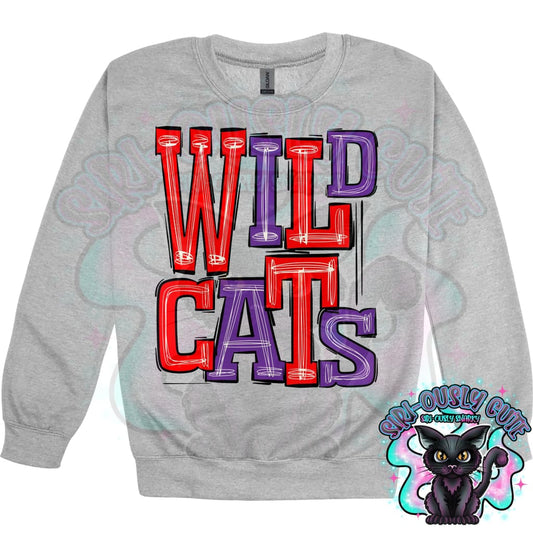 Sporty Wildcats - Purple Red Mascot