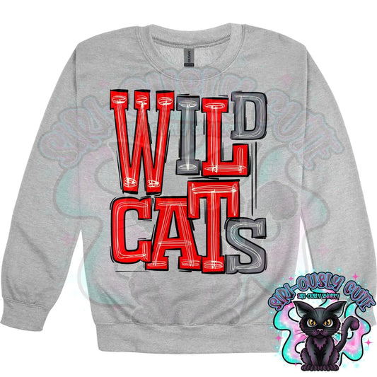 Sporty Wildcats - Red Grey Mascot