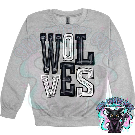 Sporty Wolves - Black White Mascot