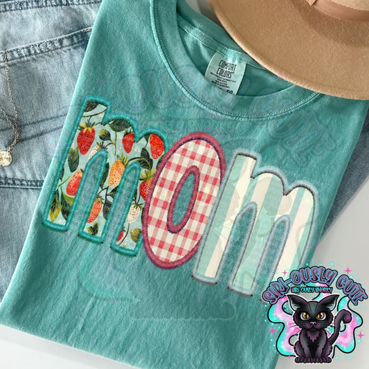 Strawberry Faux Embroidery Mom Clothing