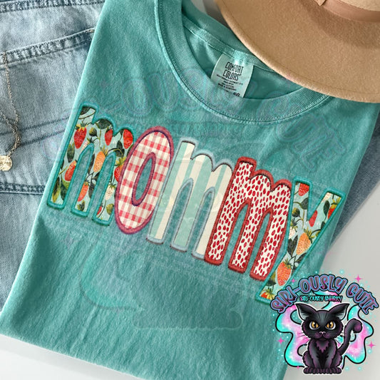 Strawberry Faux Embroidery Mommy Clothing
