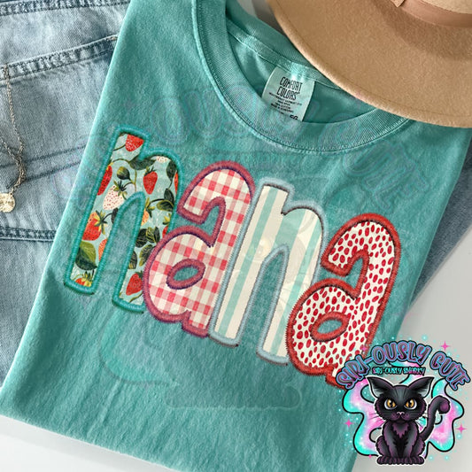 Strawberry Faux Embroidery Nana Clothing